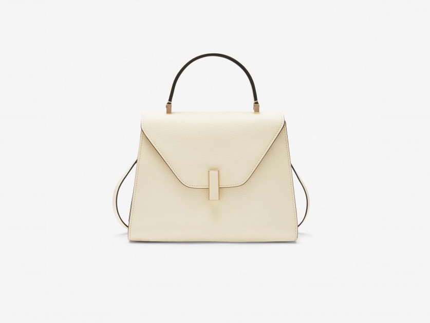 White Leather top handle bag with strap | Valextra Iside