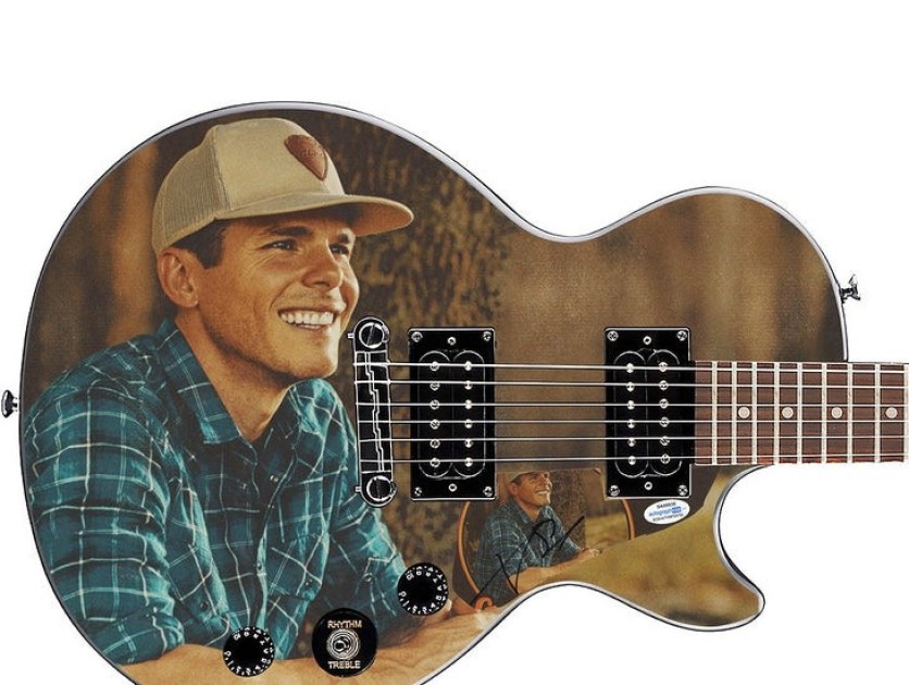 Granger Smith Signed Pickguard on a Custom Epiphone Les Paul Guitar