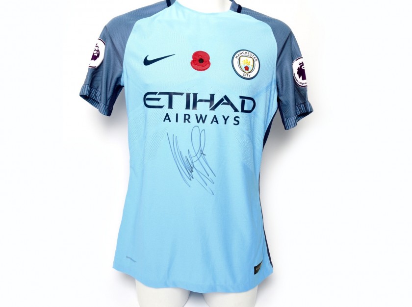 Gundogan Worn and Signed Manchester City Poppy Shirt