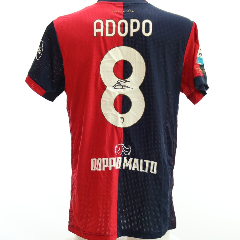 Adopo Signed Unwashed Shirt, Cagliari vs Roma 2024