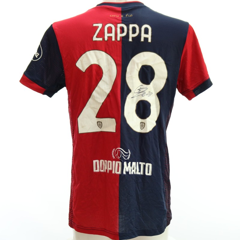 Zappa Signed Unwashed Shirt, Cagliari vs Roma 2024