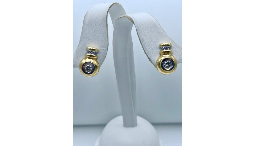 14KT Two-Tone Diamond Earrings