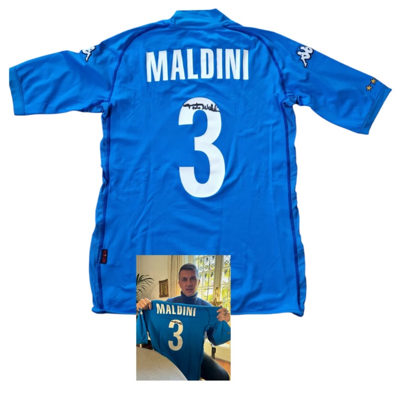 Maglia Maldini Italia, preparata 2002 - Autografata