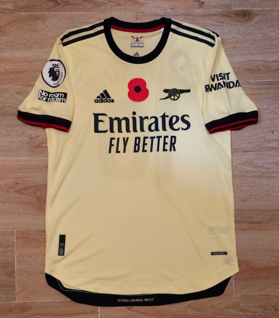 Emile Smith Rowe's Arsenal 2021/22 Match Issued Poppy Shirt