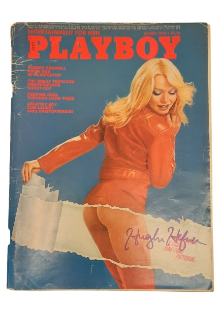 Hugh Hefner Signed March 1975 Playboy Magazine