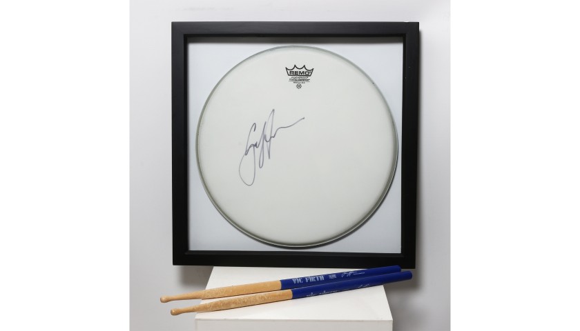 Gavin Harrison ,Porcupine Tree/King Crimson - Signed and Framed Drum Head and Sticks