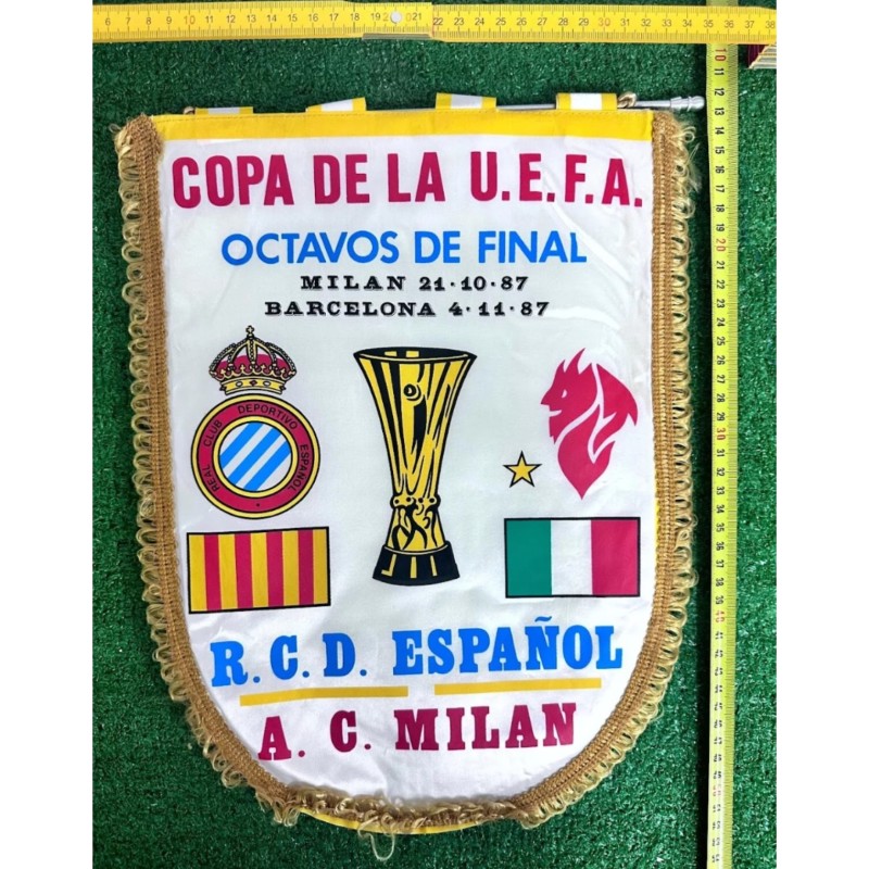 Milan vs RCD Espanol Official Pennant UEFA Cup 1987