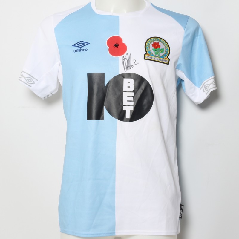 Adam Armstrong's Match-Worn Blackburn Rovers Signed Poppy Home Shirt 