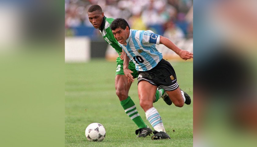 Adidas Questra 1994 Replica World Cup Ball, Signed by Diego Maradona