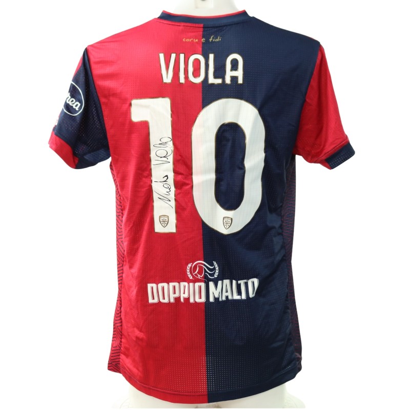 Maglia Viola Unwashed, Cagliari vs Hellas Verona 2024 - Autografata