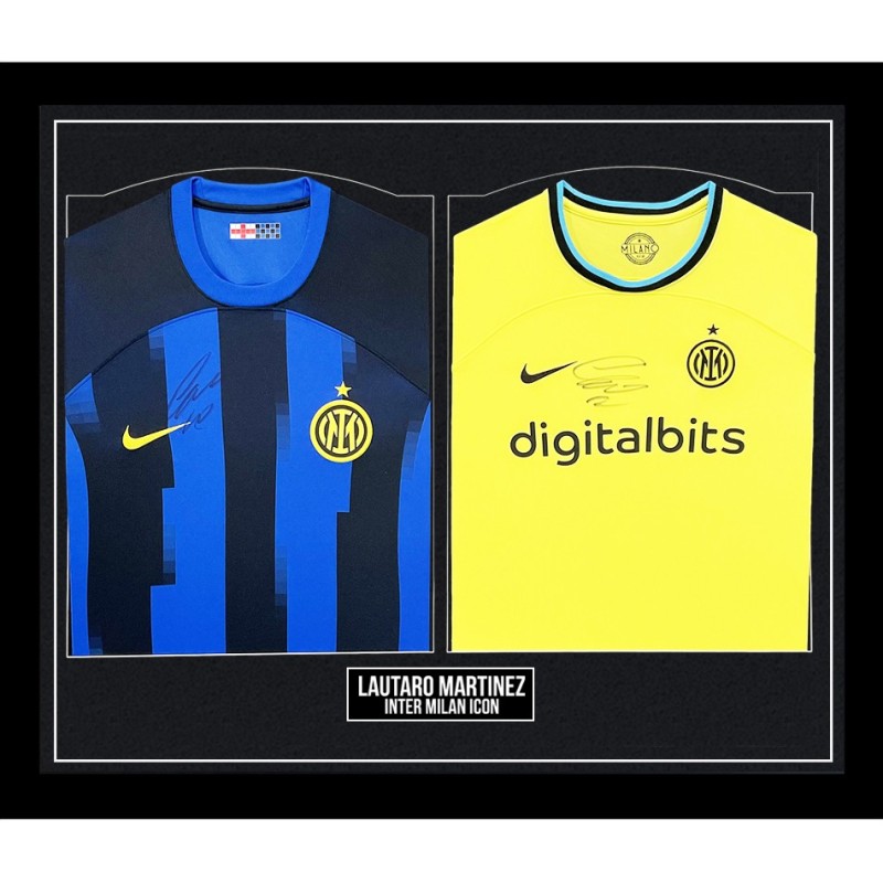 Lautaro Martinez's Inter Milan Signed and Framed Duo Shirts