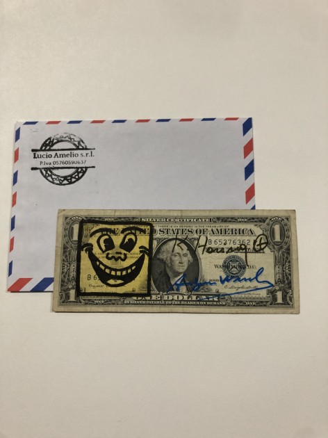 One-Dollar Bill Hand Signed by Keith Haring and Andy Warhol