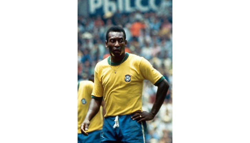 Pele Back Signed Brazil Retro Home Jersey