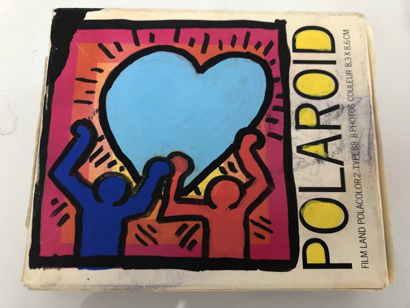 Polaroid Box Hand Painted and Signed by Haring and Warhol