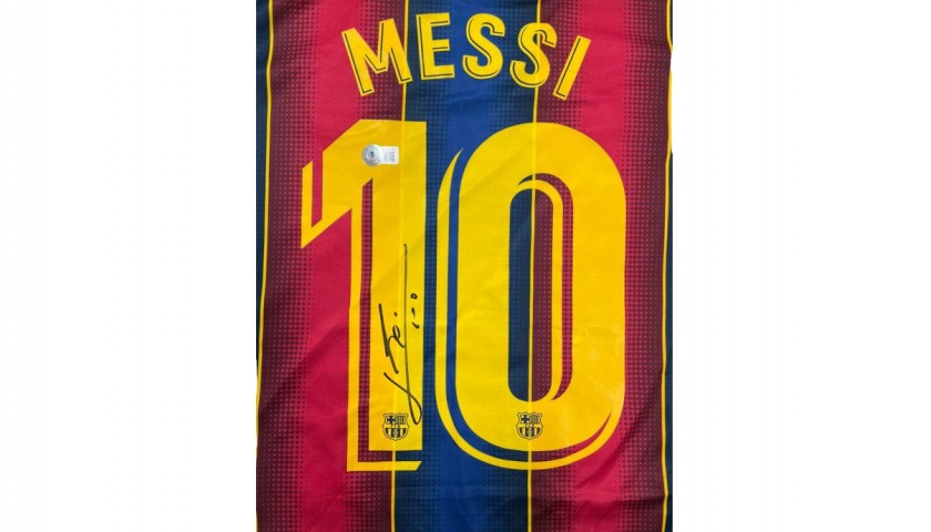 Lionel Messi Official FC Barcelona Back Signed 2020-21 Home Shirt -  CharityStars