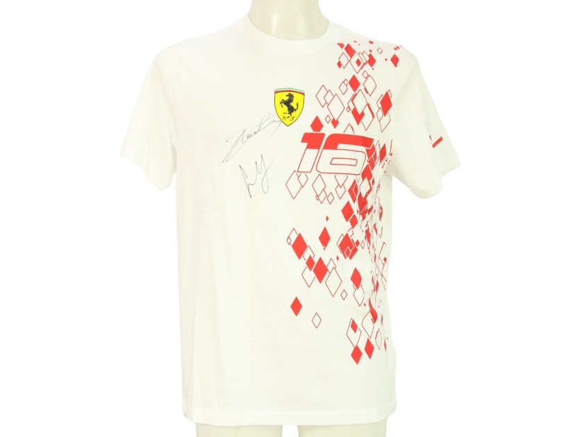 Leclerc Official Scuderia Ferrari T-Shirt, Monaco 2023 - Signed by Charles Leclerc and Carlos Sainz Jr