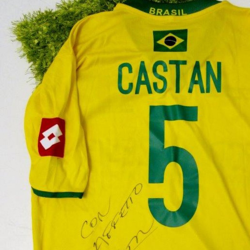 Castan match worn shirt, Partita Mundial, Italy-Brazil - signed