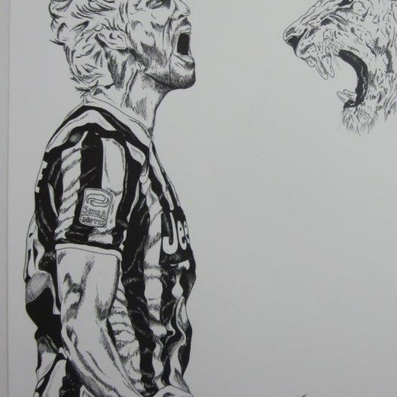Llorente hand painted portrait, signed by the player - #JuveX3