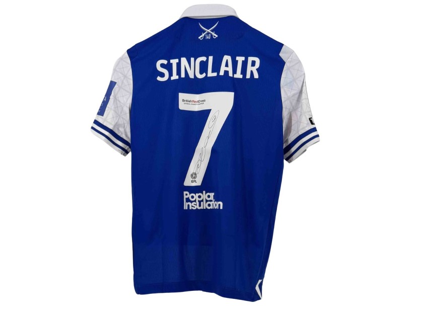 Maglia firmata del Bristol Rovers FA Cup di Sinclair indossata durante la partita