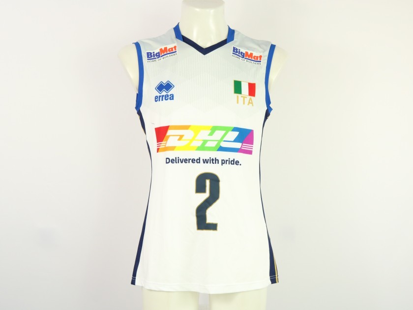 Italy women's national team jersey - athlete Degradi - at the European Championships 2023 - autographed by the team