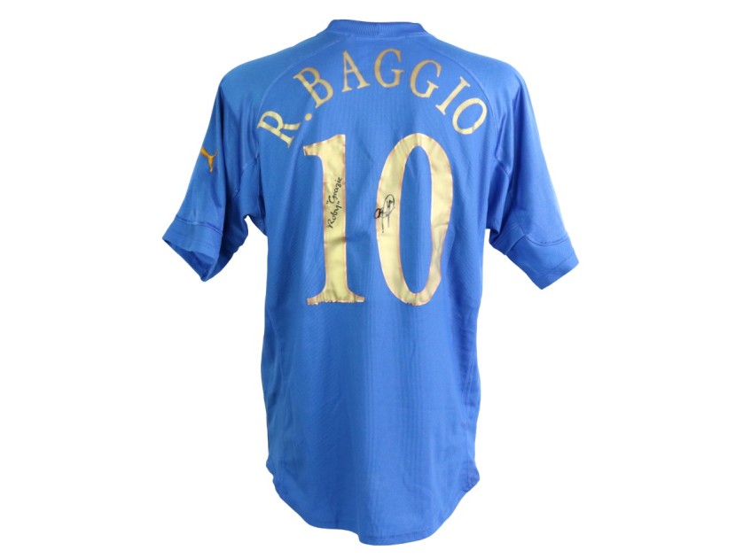 Baggio's Match Shirt, Italy vs Spain 2004 "Grazie Roby" 