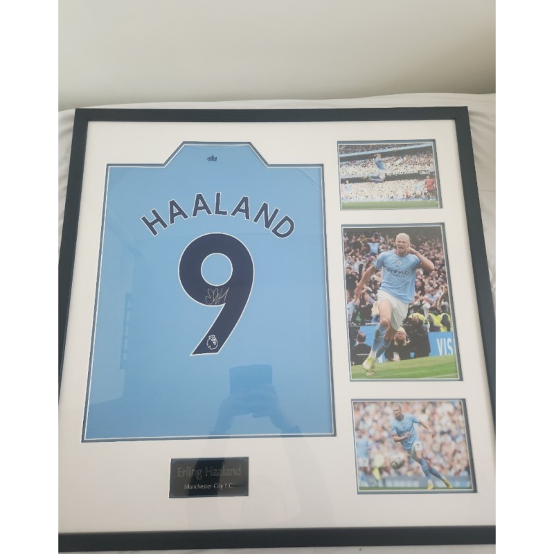 Erling Haaland's Manchester City 2022/23 Signed And Framed Official Shirt