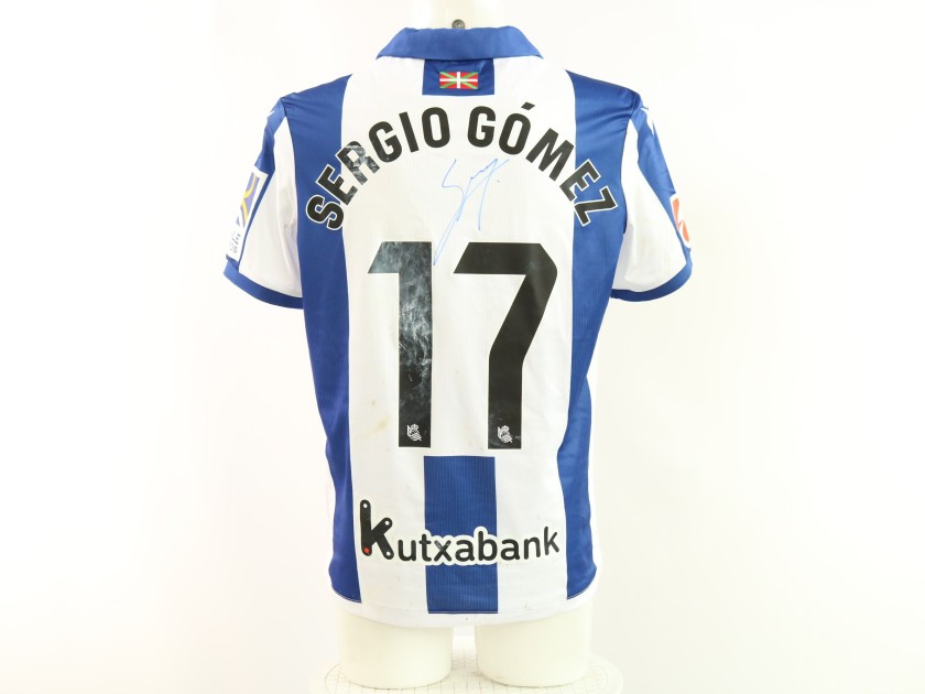 Sergio Gomez's Real Sociedad vs Espanyol Signed Unwashed Shirt, 2025