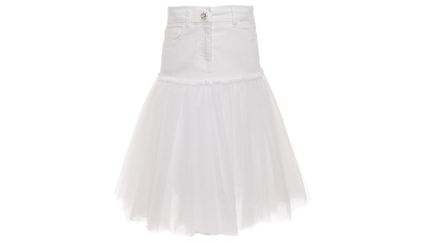 Monnalisa White Girls Puff Skirt and Top