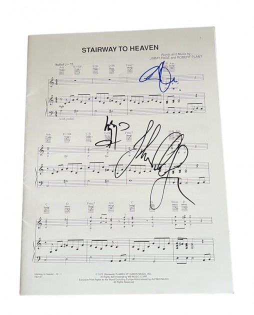 Led Zeppelin Signed 'Stairway to Heaven' Sheet Music