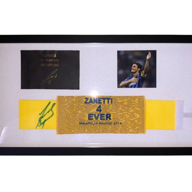 "Zanetti 4 Ever" Framed Captain's Armband - Signed by Javier Zanetti