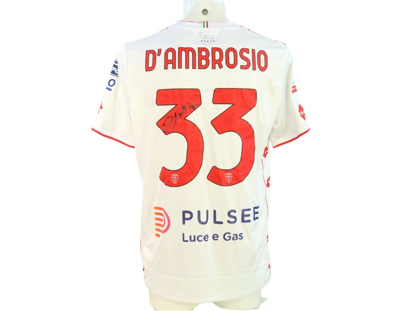 D'Ambrosio's Signed Unwashed Shirt, Bologna vs Monza Coppa Italia 2024