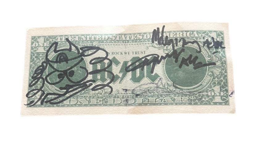 AC/DC Signed Dollar Bill