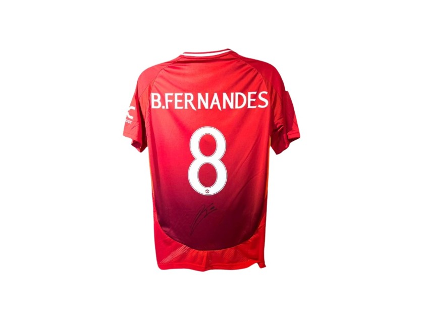 Exclusive Memorabilia Maglia del Manchester United autografata da Bruno Fernandes. Cornice Standard