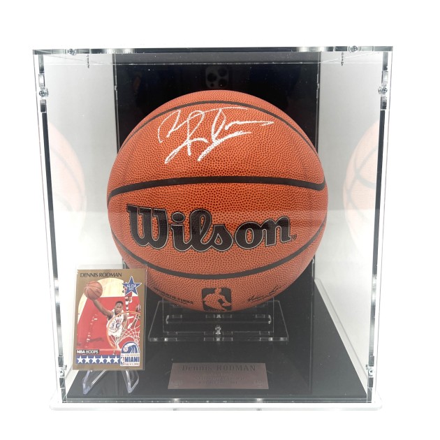 Dennis Rodman's Chicago Bulls Signed NBA Basketball in Display Case 