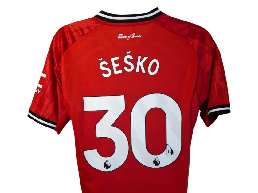 Benjamin Sesko Signed Manchester United 2025–26 Home Football Shirt