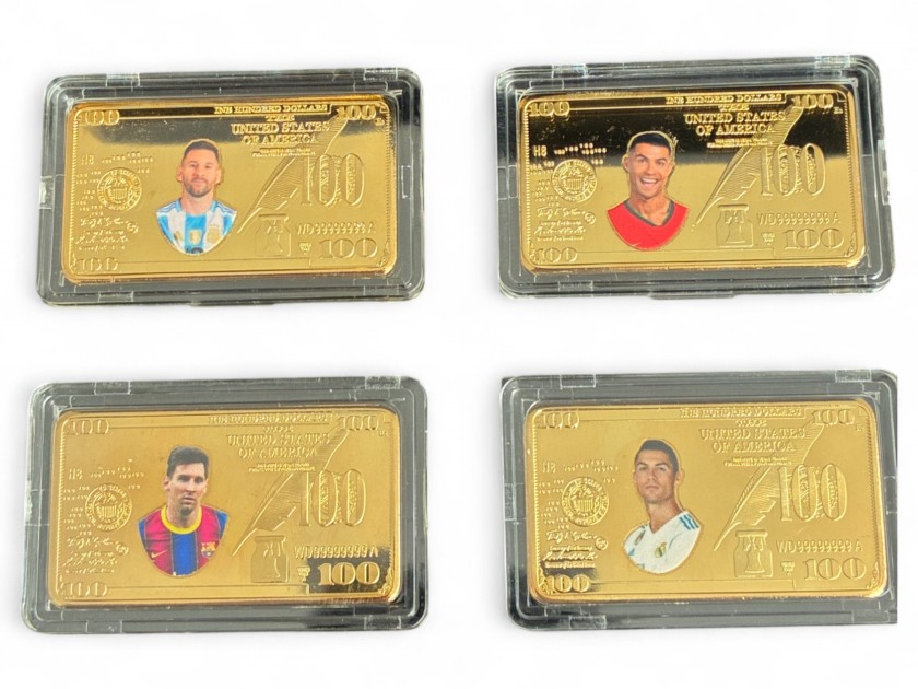 Lionel Messi and Cristiano Ronaldo Gold Plated Bars