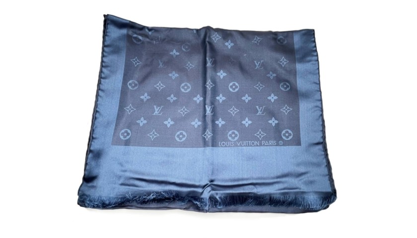 Louis Vuitton Classic Monogram Scarf Blue Silk ref.63079 - Joli Closet