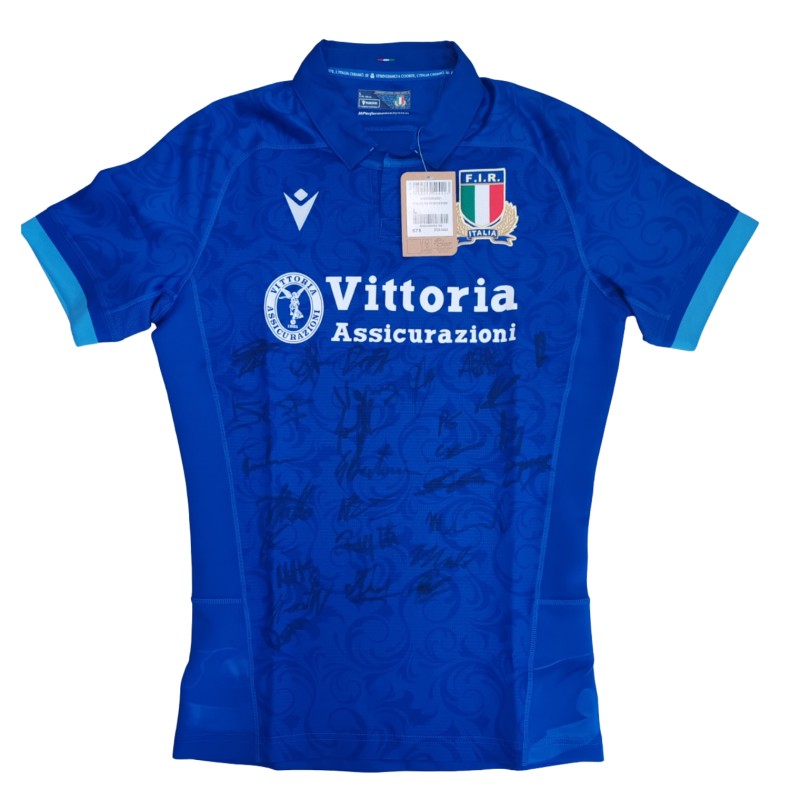 Italian National Rugby Team's Match-Issued Shirt - Signed by the Players