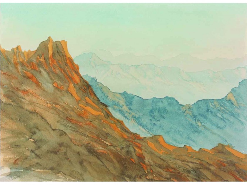 Signed Lithograph 'Overlooking Wadi Arkham: Kingdom of Saudi Arabia' by HRH The Prince of Wales