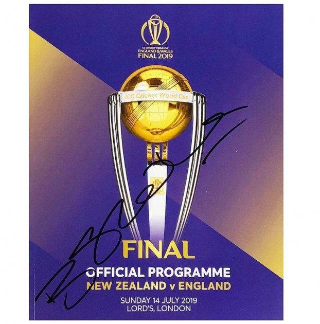 Programma ufficiale finale Coppa del mondo di cricket - Autografato da Ben Stokes