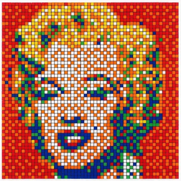 "Rubik Shot Red Marilyn NVDR1-4" opera di Invader