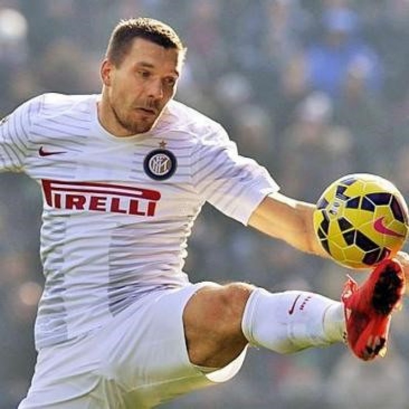 Maglia Podolski preparata/indossata Sassuolo-Inter, Serie A 2014/2015