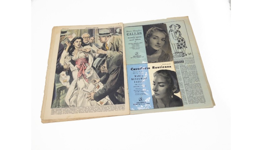 Two Maria Meneghini Callas Vinyls + Historical Newspaper 