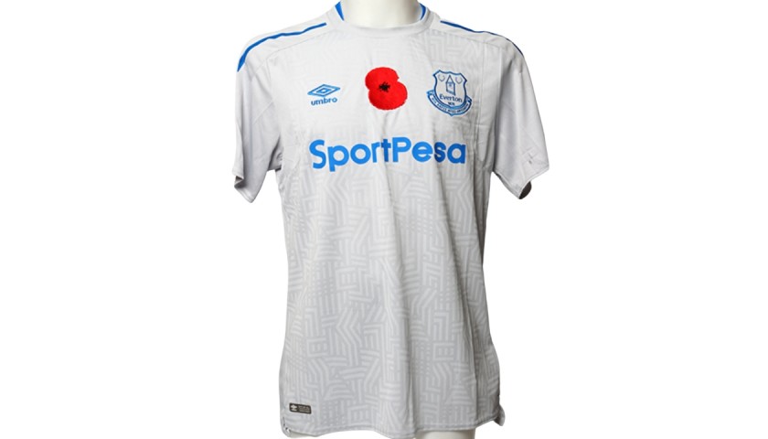 Keane Everton FC Away Match Issued Poppy Shirt - Signed 