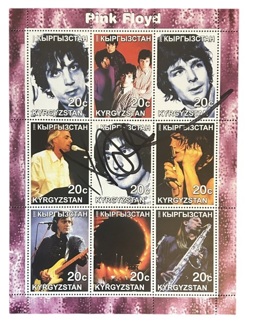 Nick Mason Signed Pink Floyd 9 Stamp Sheetlet Kyrgyzstan