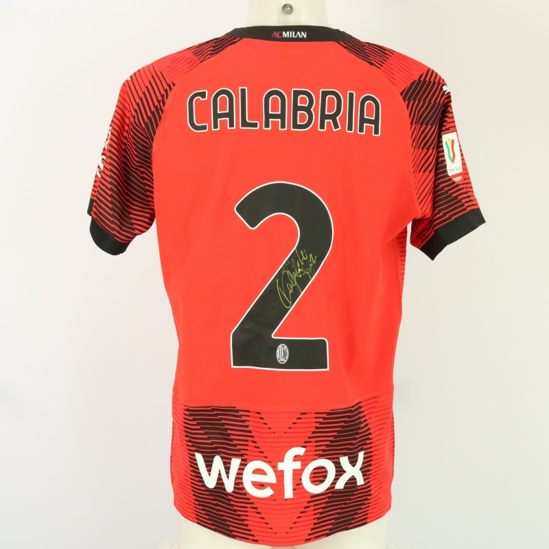 Calabria's Milan Signed Match Shirt, Coppa Italia 2023/24 
