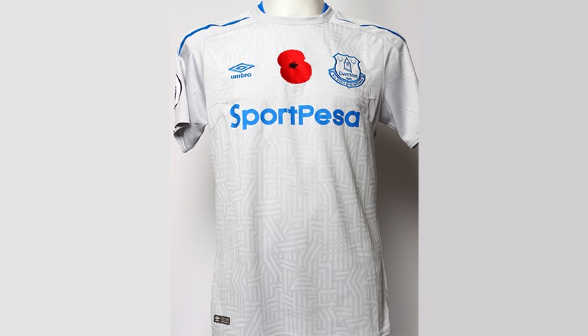 Issued Poppy Away Game Shirt Signed by Everton FC's Cuco Martina
