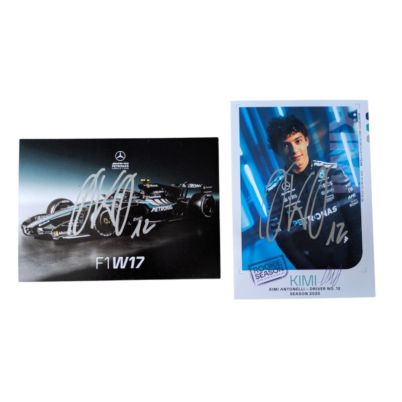 Collection of Two Kimi Antonelli's Signed Driver Cards