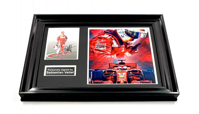 Sebastian Vettel Signed and Framed Ferrari Post Card
