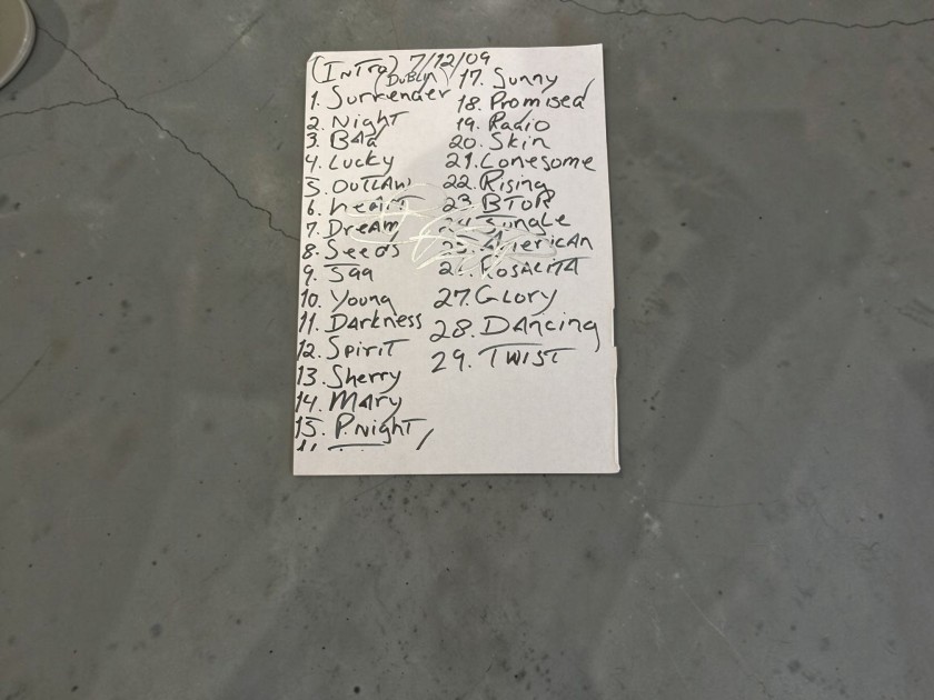 Bruce Springsteen Signed Set List